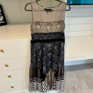 BCBGMaxAzria Black and White High Low Dress